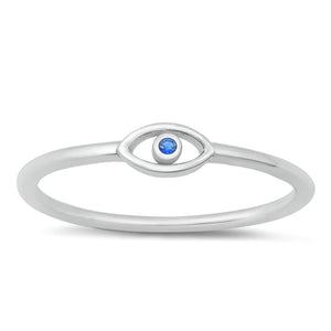 Sterling Silver Blue Sapphire CZ Eye Ring