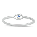 Sterling Silver Blue Sapphire CZ Eye Ring