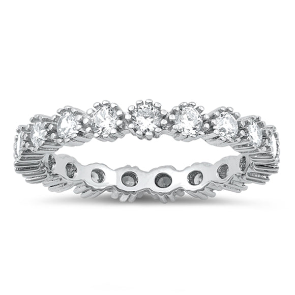 Classic Studded Halo Ring New .925 Sterling Silver Band Sizes 5-10