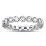 Classic Studded Halo Ring New .925 Sterling Silver Band Sizes 5-10