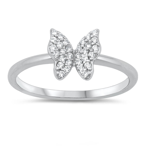 Cute Studded Butterfly Animal Ring New .925 Sterling Silver Band Sizes 4-10