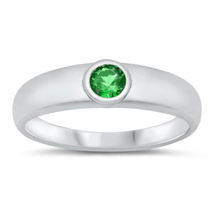 High Polish Simple Emerald CZ Beautiful Ring New .925 Sterling Silver Sizes 6-8