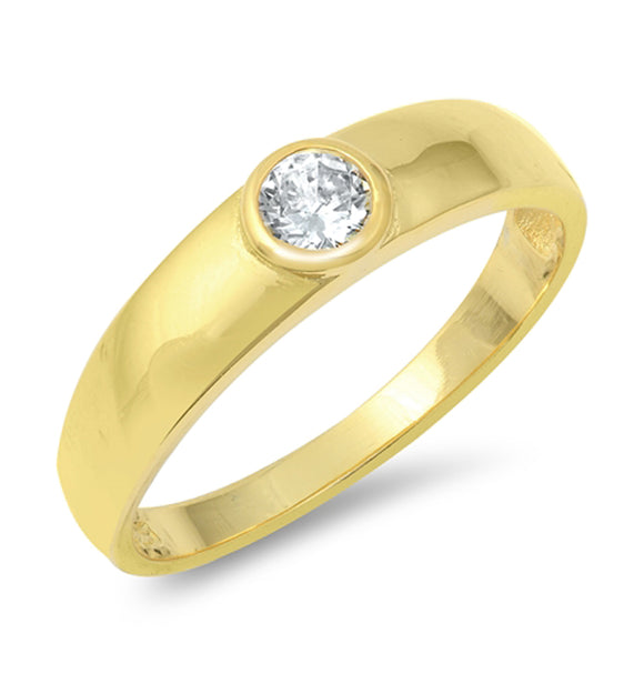 Simple High Polish Gold-Tone Ring New .925 Sterling Silver Band Sizes 6-8