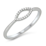 White CZ Cute Ring Open Eye Shape New .925 Sterling Silver Band Sizes 4-10