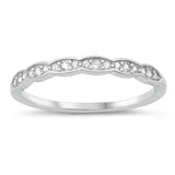 White CZ Unique Studded Elegant Vintage Ring New .925 Sterling Silver Band Sizes 5-10