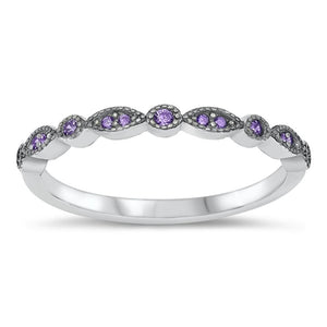 Unique Amethyst CZ Promise Ring New .925 Sterling Silver Band Sizes 4-10