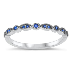 Classic Stackable Blue Sapphire CZ Ring New .925 Sterling Silver Band Sizes 4-10