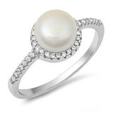 White CZ Elegant Studded Halo Ring New .925 Sterling Silver Band Sizes 5-12