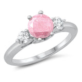 Pink CZ Cute Round Promise Ring New .925 Sterling Silver Band Sizes 4-10