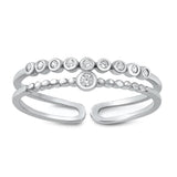 Clear CZ Studded Circle Classic Ring New .925 Sterling Silver Band Sizes 5-10