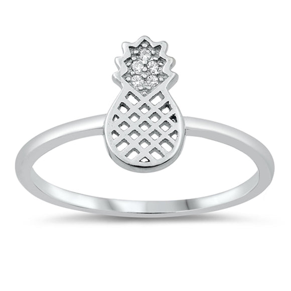 White CZ Trendy Pineapple Ring New .925 Sterling Silver Band Sizes 4-10