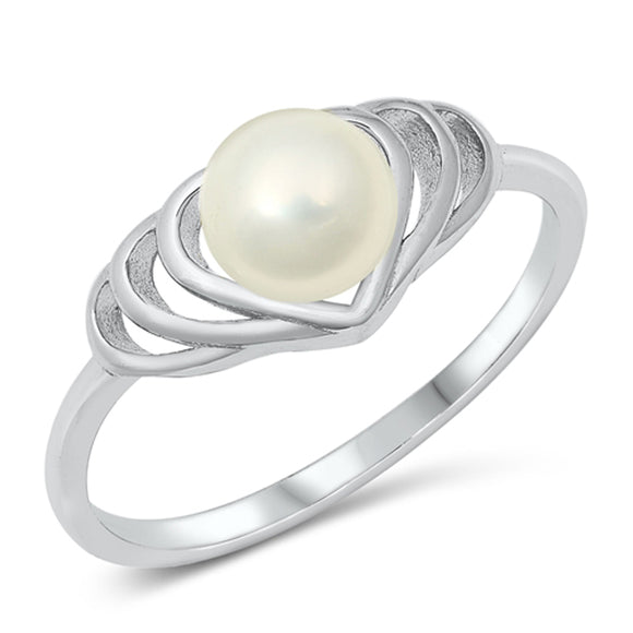 Freshwater Pearl Seashell Cutout Ring New .925 Sterling Silver Band Sizes 5-10