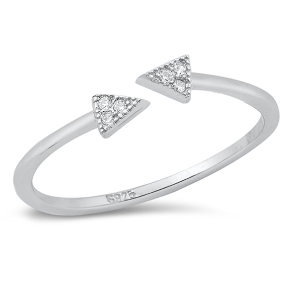 Clear CZ Fashion Open Triangle Wrap Ring .925 Sterling Silver Band Sizes 3-10