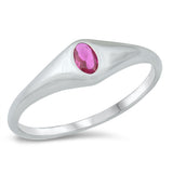 Ruby CZ Simple Promise Ring New .925 Sterling Silver Band Sizes 1-10