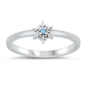 Blue Topaz CZ Snowflake Ice Queen Ring New .925 Sterling Silver Band Sizes 1-8