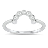 Clear CZ Fashion Modern Rainbow Ring New .925 Sterling Silver Band Sizes 4-10