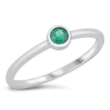 Emerald CZ Dainty Tiny Modern Ring New .925 Sterling Silver Band Sizes 4-10