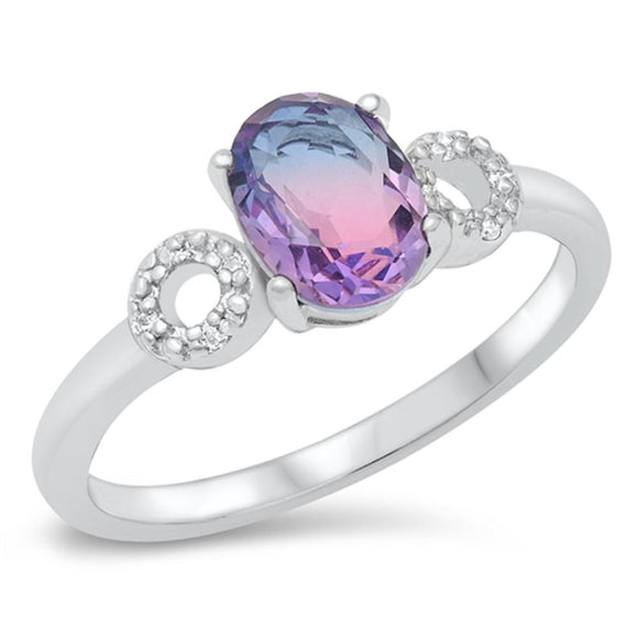 Elegant Promise Ring Purple Rainbow CZ New .925 Sterling Silver Band Sizes 4-10