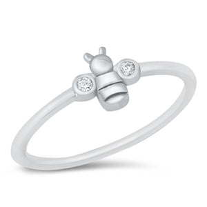 Honey Bumble Bee Clear CZ Fashion Ring New .925 Sterling Silver Band Sizes 4-10