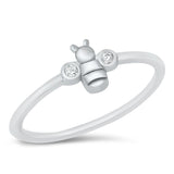 Honey Bumble Bee Clear CZ Fashion Ring New .925 Sterling Silver Band Sizes 4-10