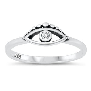 Clear Round CZ Promise Eye Bali Ring New .925 Sterling Silver Band Sizes 4-10