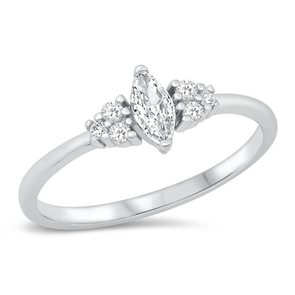 Clear CZ Marquise Wholesale Engagement Ring .925 Sterling Silver Band Sizes 4-10