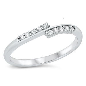 Simple Clear CZ Promise Fashion Ring New .925 Sterling Silver Band Sizes 3-10