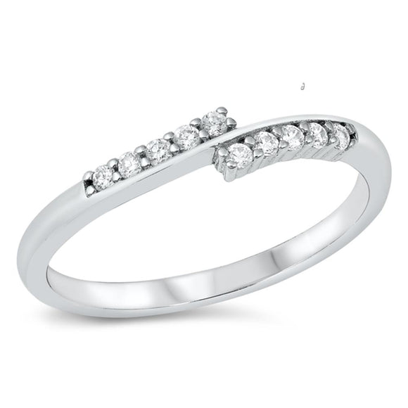 Simple Clear CZ Promise Fashion Ring New .925 Sterling Silver Band Sizes 3-10