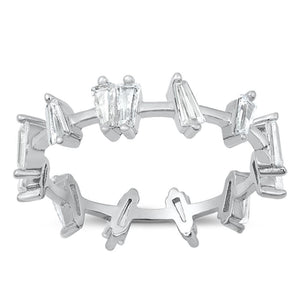 Clear CZ Artistic Abstract Fashion Ring New .925 Sterling Silver Band Sizes 4-10