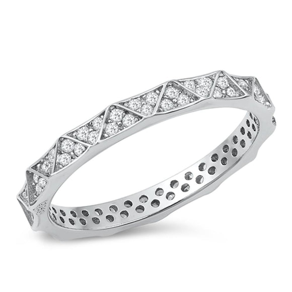 Clear CZ Classy Fashion Eternity Ring New .925 Sterling Silver Band Sizes 4-10