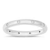 Clear CZ Classic Stacking Eternity Ring New .925 Sterling Silver Band Sizes 4-10