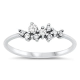 White CZ Beautiful Cluster Romance Ring New .925 Sterling Silver Band Sizes 4-10