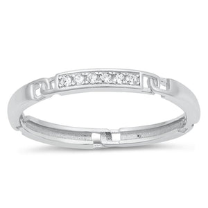 Chain Link Round Clear CZ Fashion Ring New .925 Sterling Silver Band Sizes 4-10