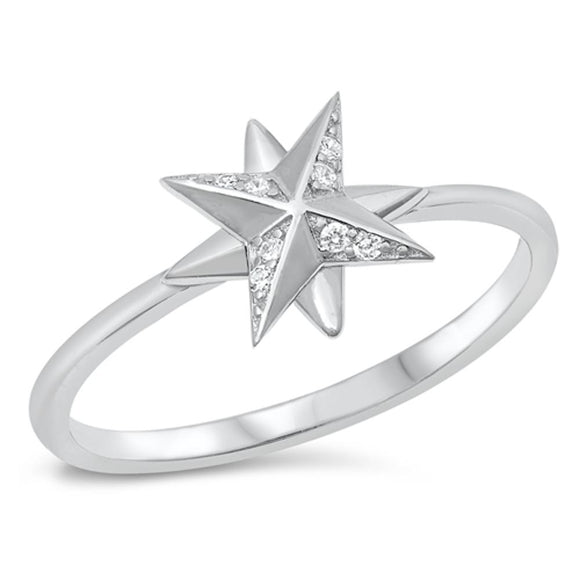 Chaos Magic Star Clear CZ Unique Ring New .925 Sterling Silver Band Sizes 4-10