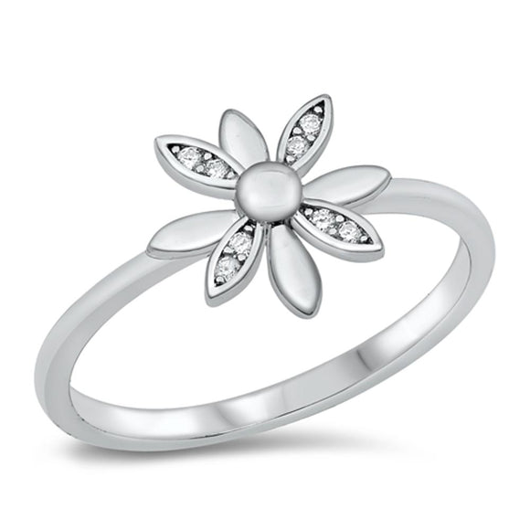 Flower Daisy White CZ Fashion Ring New .925 Sterling Silver Band Sizes 4-10