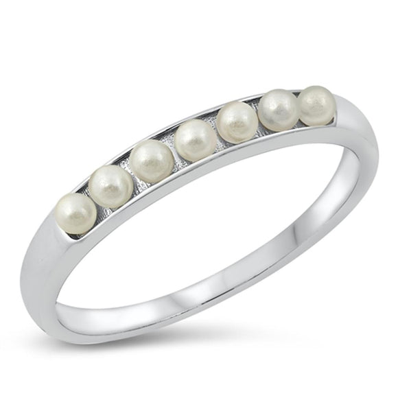 Freshwater Pearl Stacking Polished Ring New .925 Sterling Silver Band Sizes 4-10