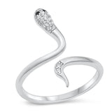 Bling Snake Clear CZ Beautiful Ring New .925 Sterling Silver Band Sizes 4-10