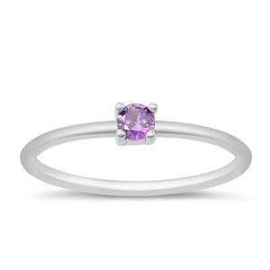 Sterling Silver Amethyst CZ Ring