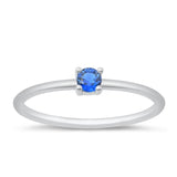 Sterling Silver Blue Sapphire CZ Ring