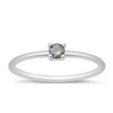 Sterling Silver Rainbow Topaz CZ Ring