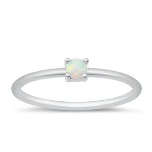 Sterling Silver White Lab Opal Ring