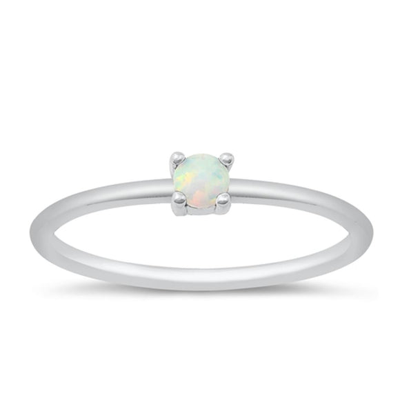 Sterling Silver White Lab Opal Ring