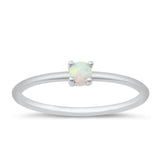 Sterling Silver White Lab Opal Ring