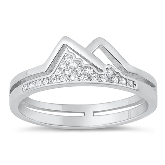 Sterling Silver White CZ Mountain Ring