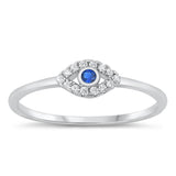 Sterling Silver Blue Sapphire CZ Eye Ring