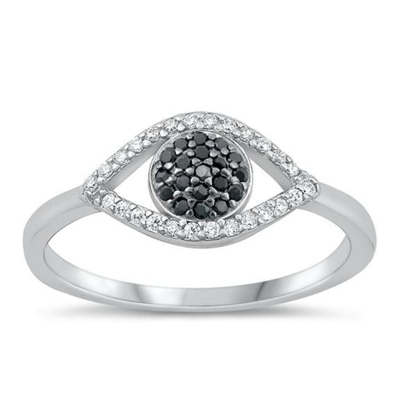 Sterling Silver Black CZ Eye Ring