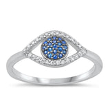 Sterling Silver Blue Sapphire CZ Eye Ring