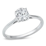 Round Solitaire Love Clear CZ Cute Ring New .925 Sterling Silver Band Sizes 4-10