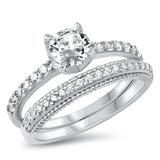 Sterling Silver Clear CZ Engagement Ring