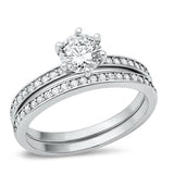 Sterling Silver White CZ Wedding Set Ring